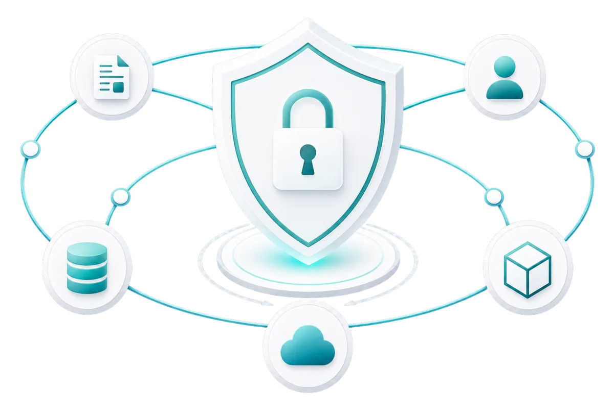 Customer shipment data, documents, and cloud storage encrypted and locked behind a central security shield