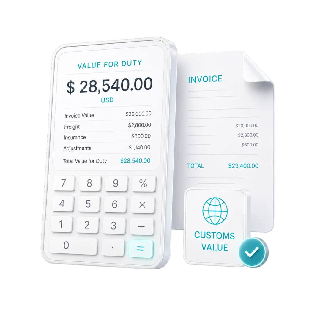 CLIQ duty calculator showing duty, taxes, and total landed cost for a classification line